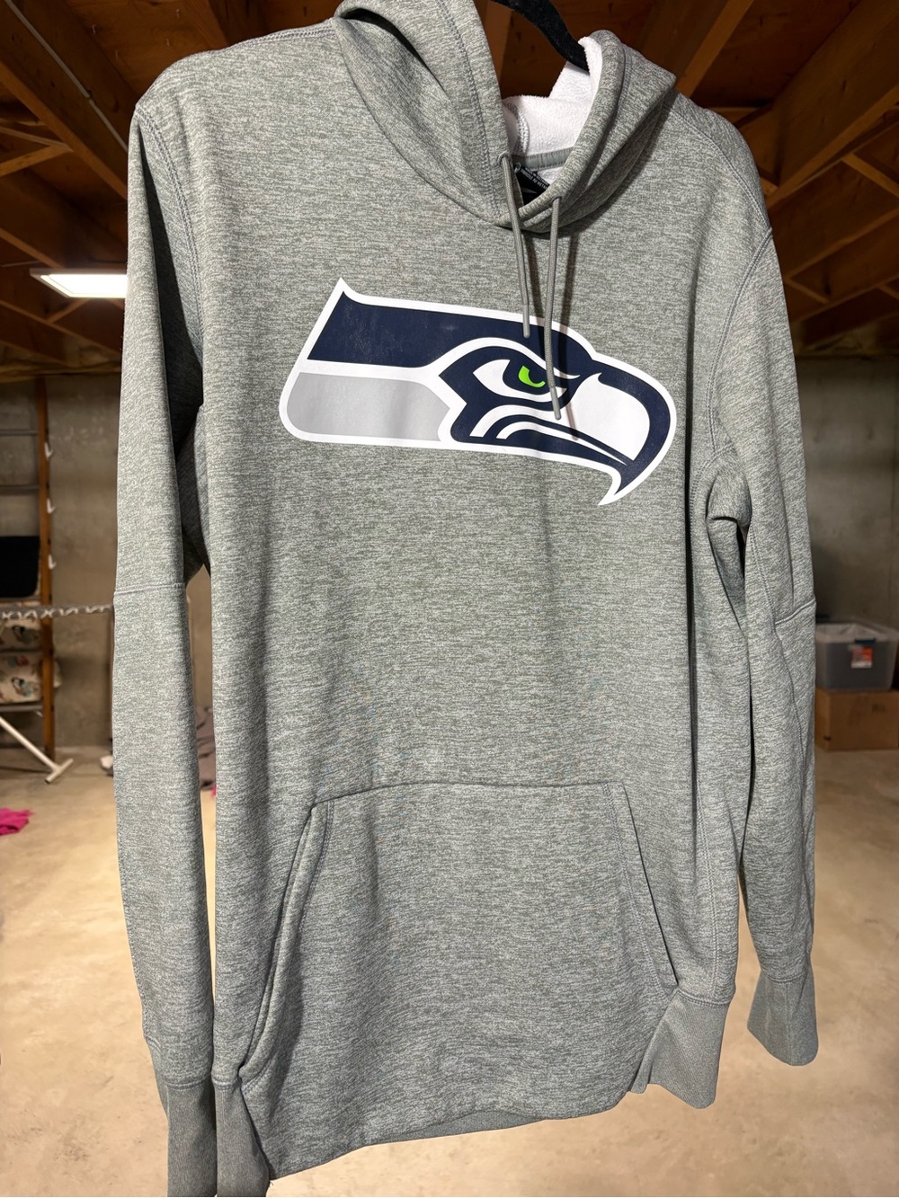 Nike Gray Seattle Seahawks Pullover Hoodie with Navy and Green Logo
